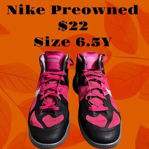 Nike Hyperfuse 525032-006 Black Pink High Top Sneakers Shoes Sz 6.5Y Womens' s 8